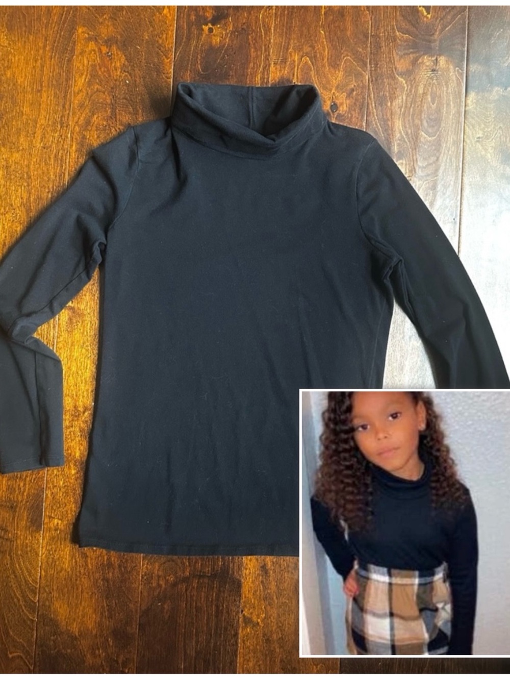 Cat & Jack Black Long Sleeve Tee Turtleneck